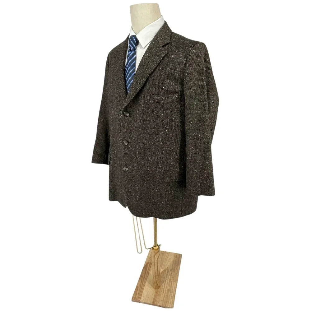 CESARANI Mens 46R Tweed Blazer Jacket Brown Wool Blend Classic Business Casual‎